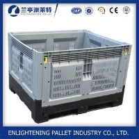 Hdpe Bulk Heavy Duty Satckable Large Vented Fruit Folding Plastic Pallet Bin